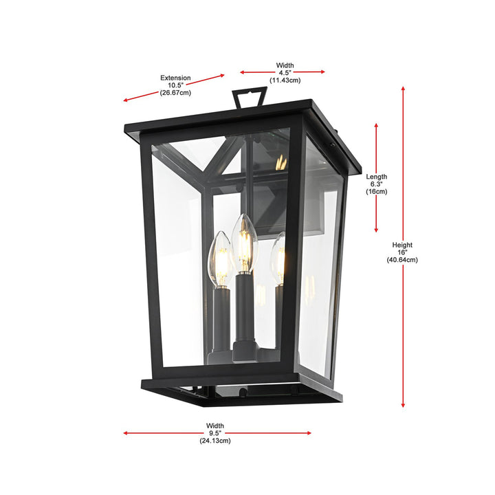 9.5 Inch Outdoor Wall Sconce in Black - View 6 - Joshua Marshal