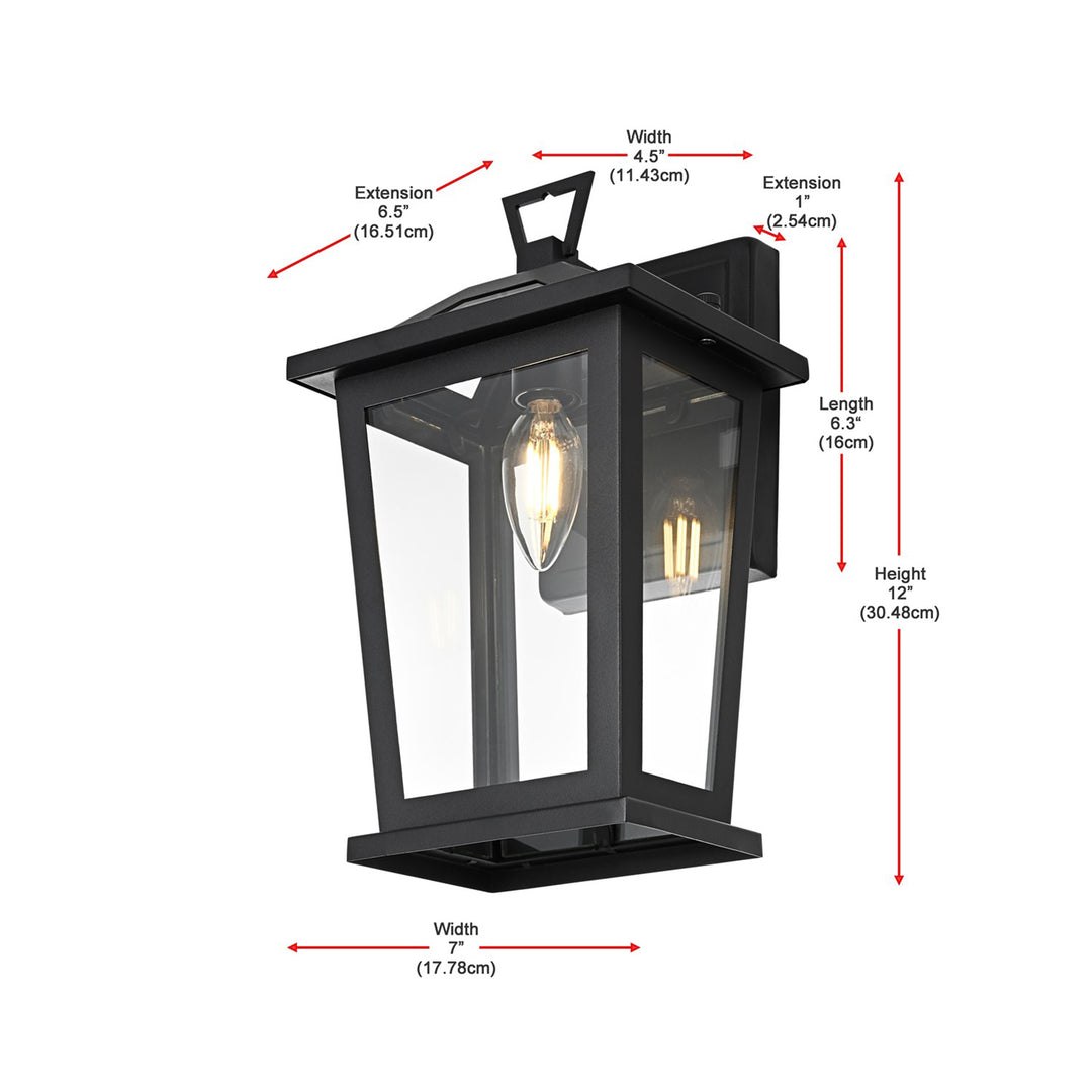 7 Inch Outdoor Wall Sconce in Black - View 6 - Joshua Marshal