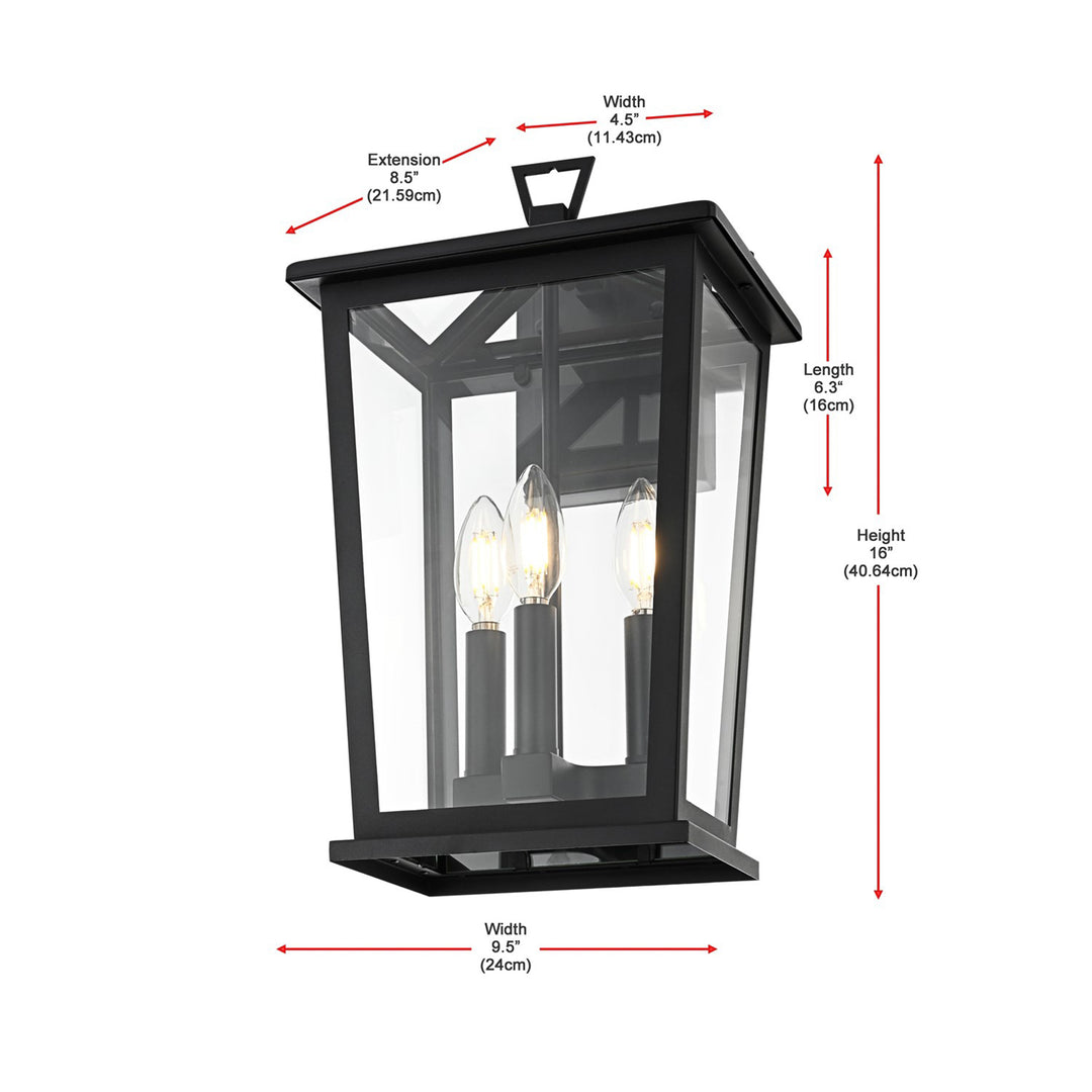 9.45 Inch Outdoor Wall Sconce in Black - View 6 - Joshua Marshal