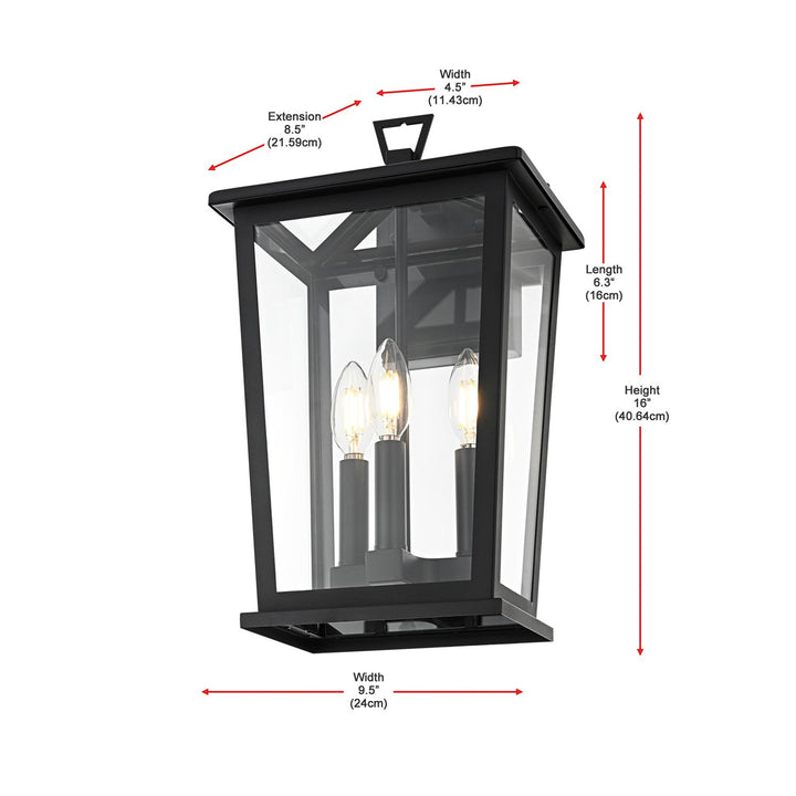 9.45 Inch Outdoor Wall Sconce in Black - View 6 - Joshua Marshal