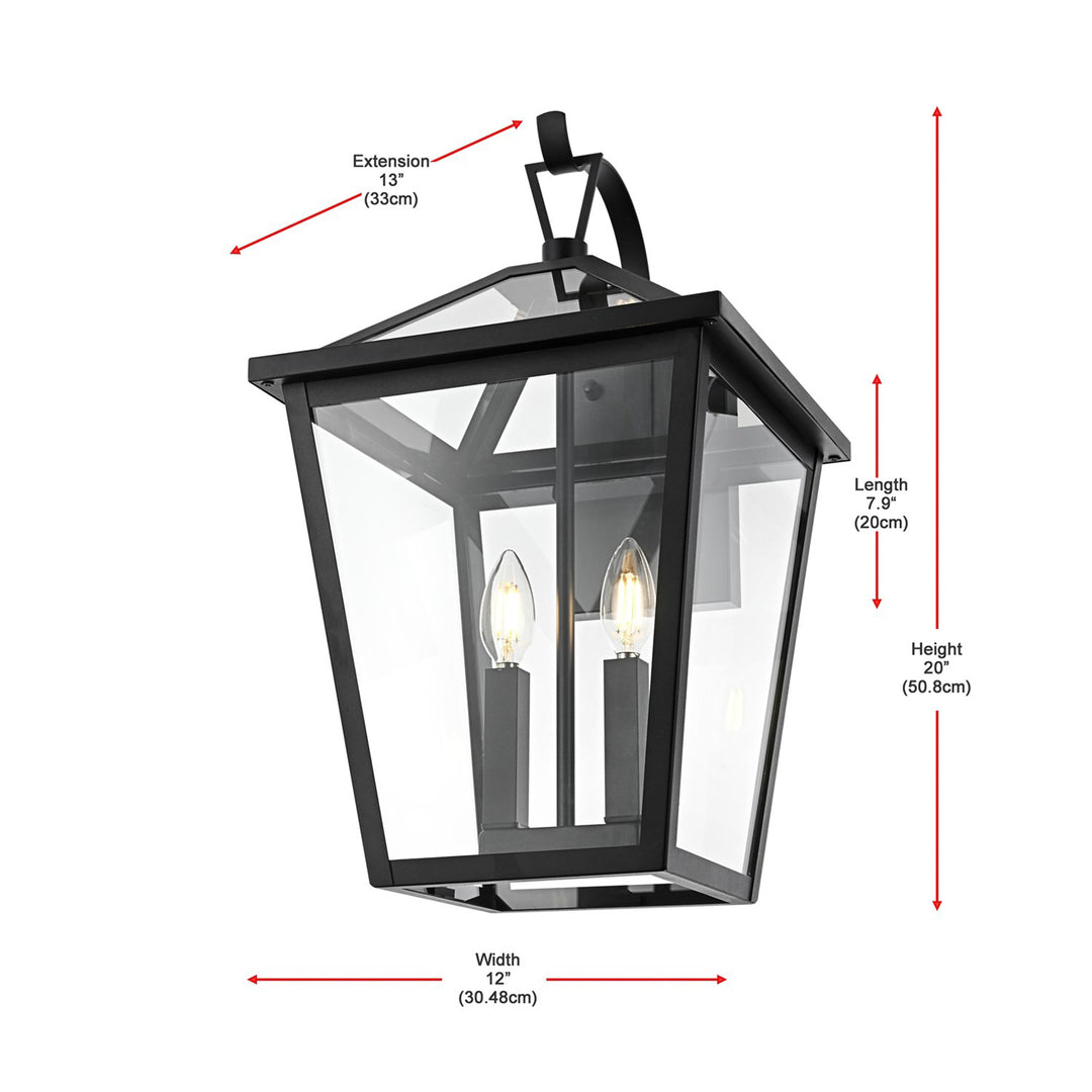 12 Inch Outdoor Wall Sconce in Black - View 6 - Joshua Marshal