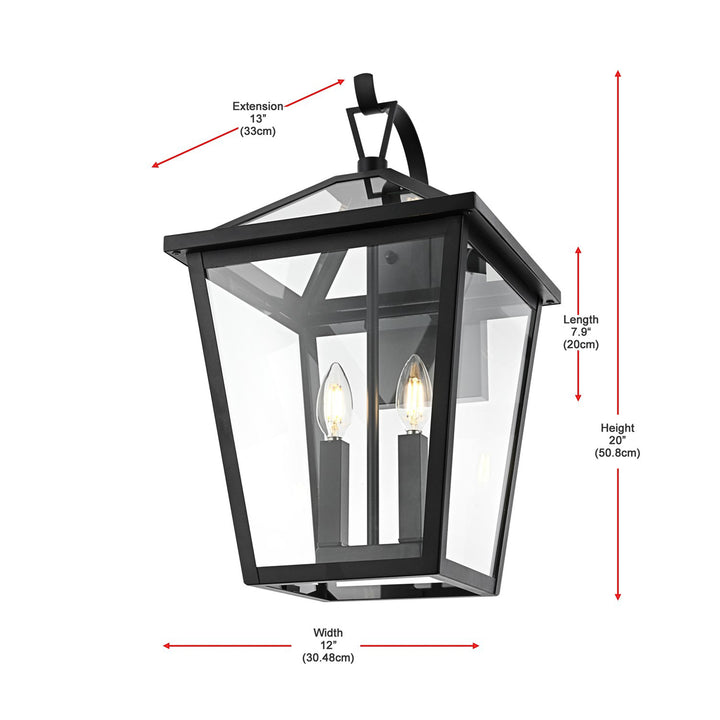 12 Inch Outdoor Wall Sconce in Black - View 6 - Joshua Marshal