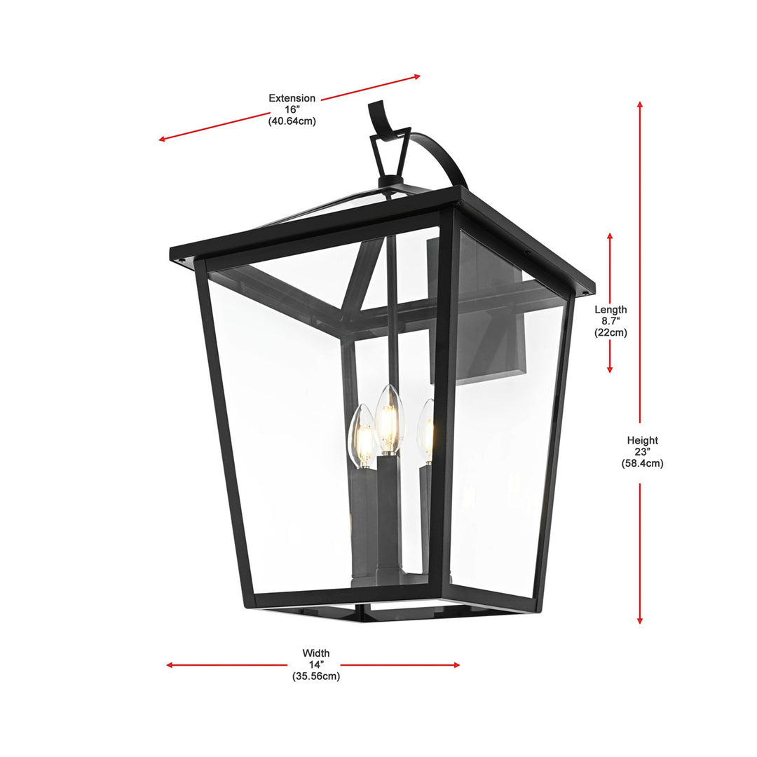 14 Inch Outdoor Wall Sconce in Black - View 6 - Joshua Marshal