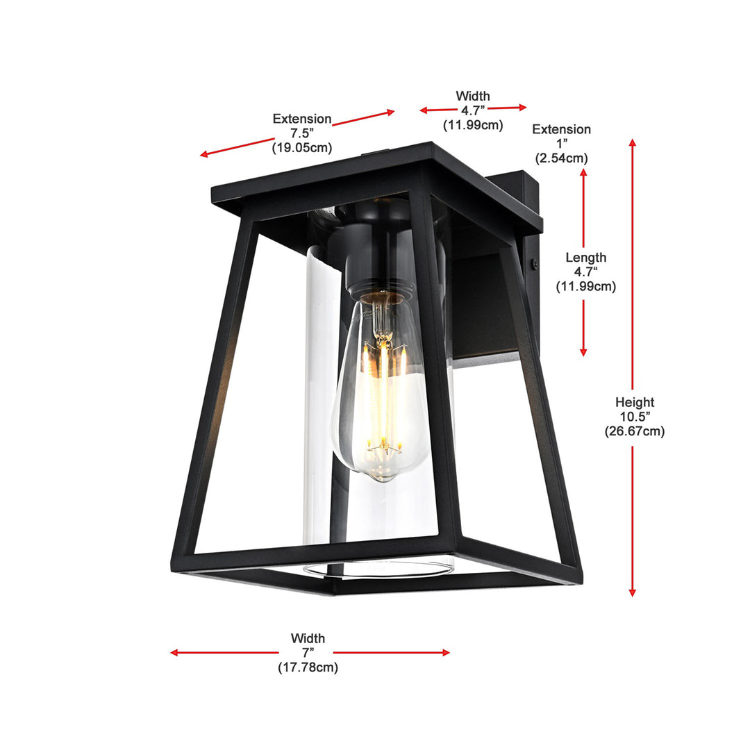 7 Inch Outdoor Wall Sconce in Black - View 6 - Joshua Marshal