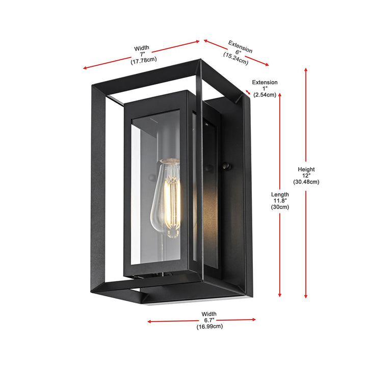 7 Inch Outdoor Wall Sconce in Black - View 6 - Joshua Marshal