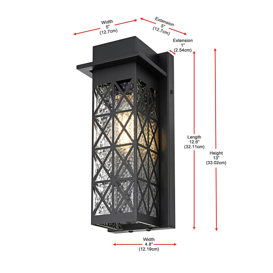 13 Inch Outdoor Wall Sconce in Black - View 6 - Joshua Marshal