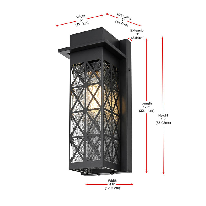 13 Inch Outdoor Wall Sconce in Black - View 6 - Joshua Marshal