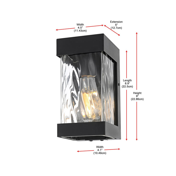 9 Inch Outdoor Wall Sconce in Black - View 6 - Joshua Marshal