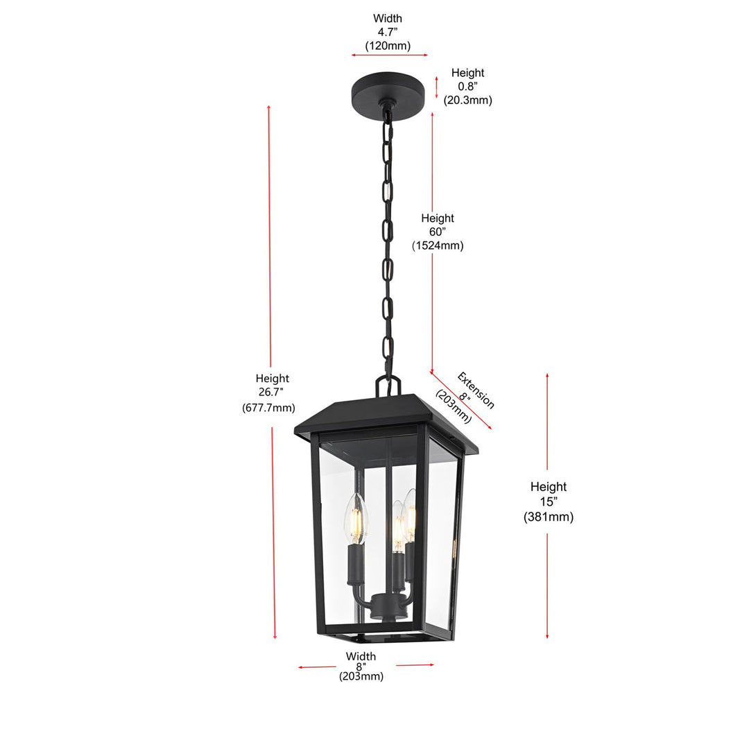 8 X 15 Inch Outdoor Pendant In Black - View 6 - Joshua Marshal