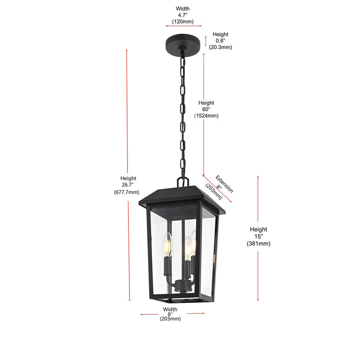 8 X 15 Inch Outdoor Pendant In Black - View 6 - Joshua Marshal