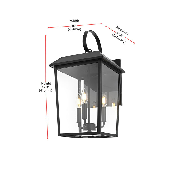 11 Inch Outdoor Wall Sconce In Black - View 6 - Joshua Marshal