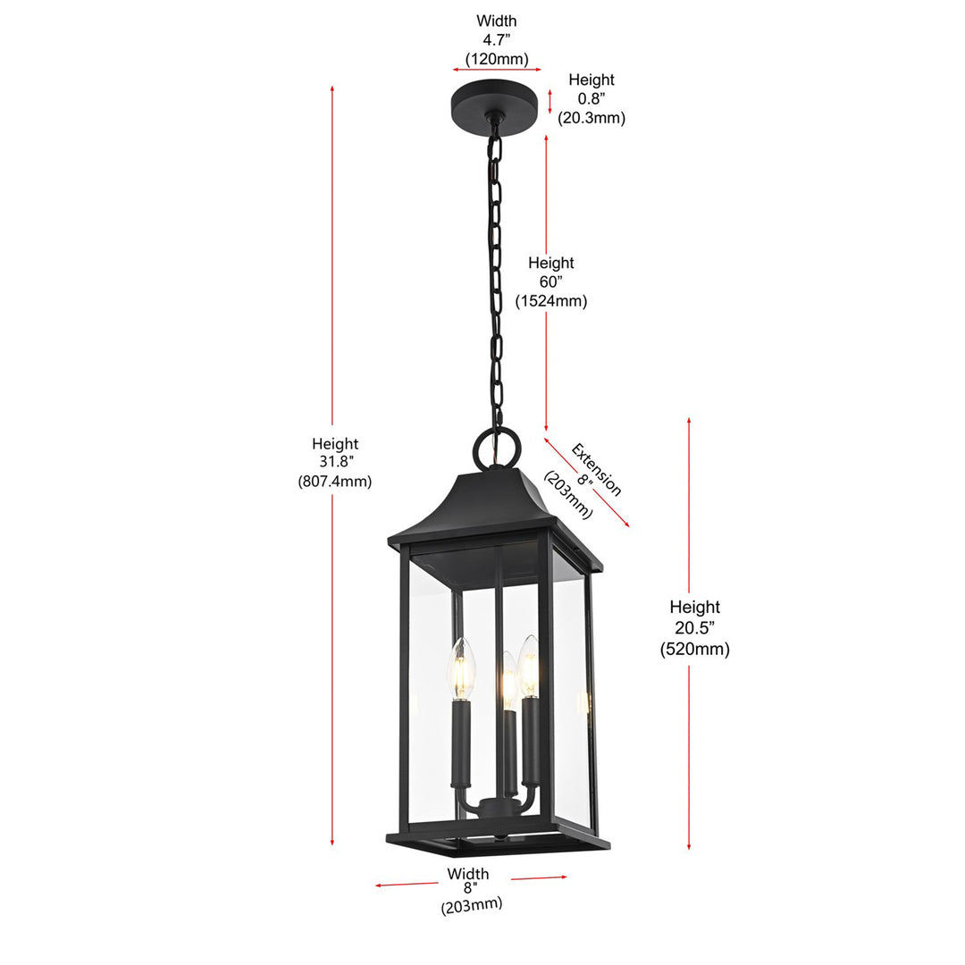8 X 20.5 Inch Outdoor Pendant In Black - View 6 - Joshua Marshal