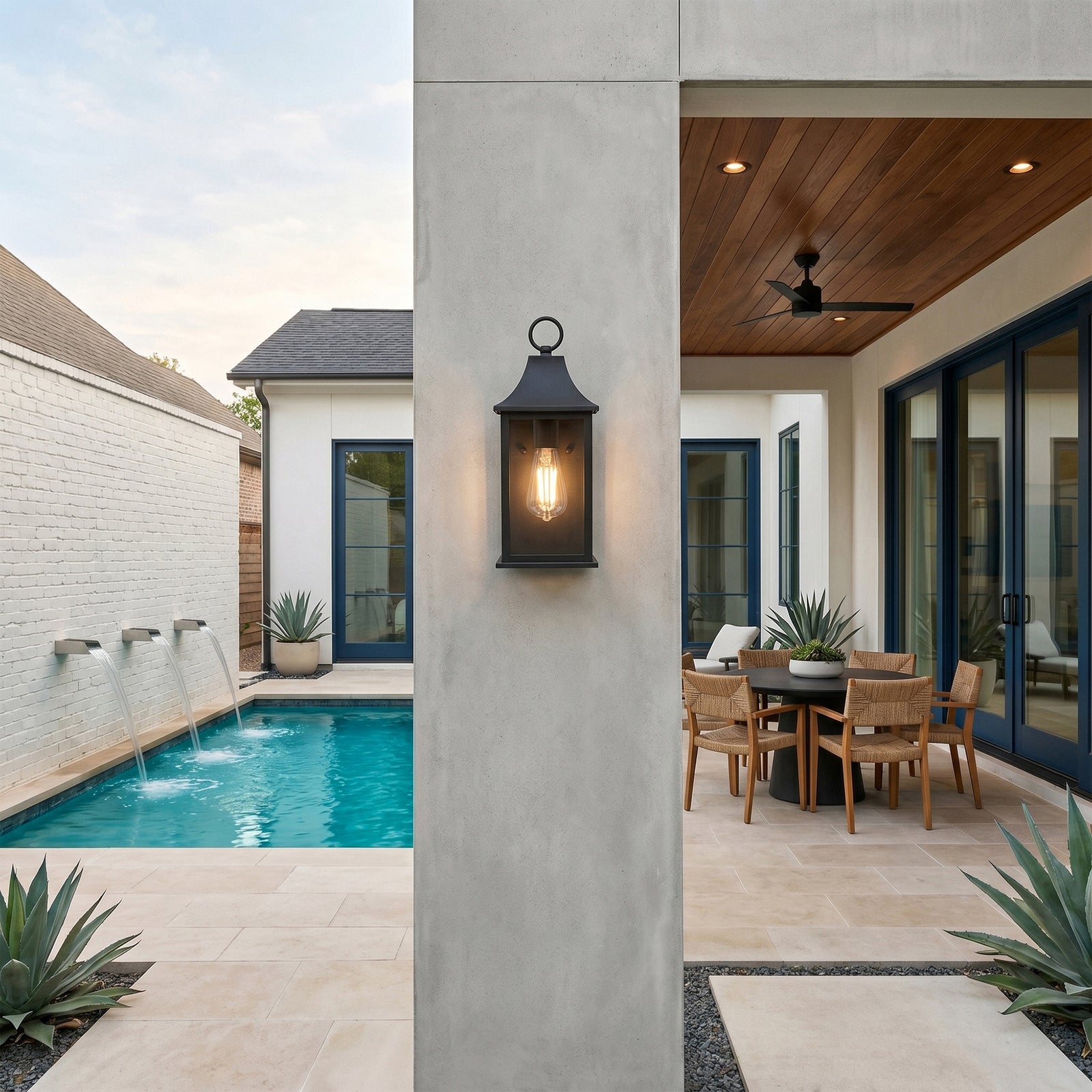 6 Inch Outdoor Wall Sconce In Black - View 2 - Joshua Marshal