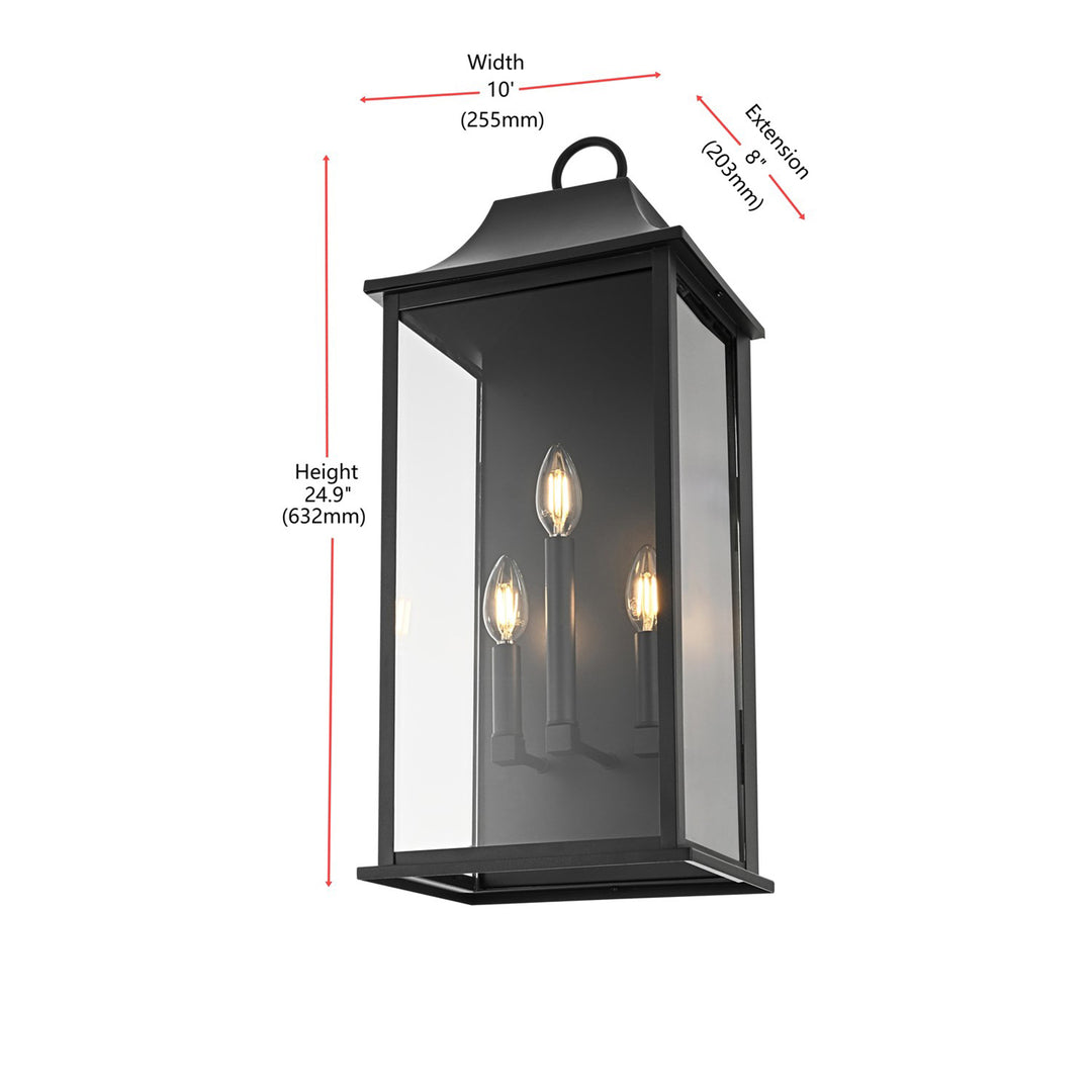 10 Inch Outdoor Wall Sconce In Black - View 6 - Joshua Marshal
