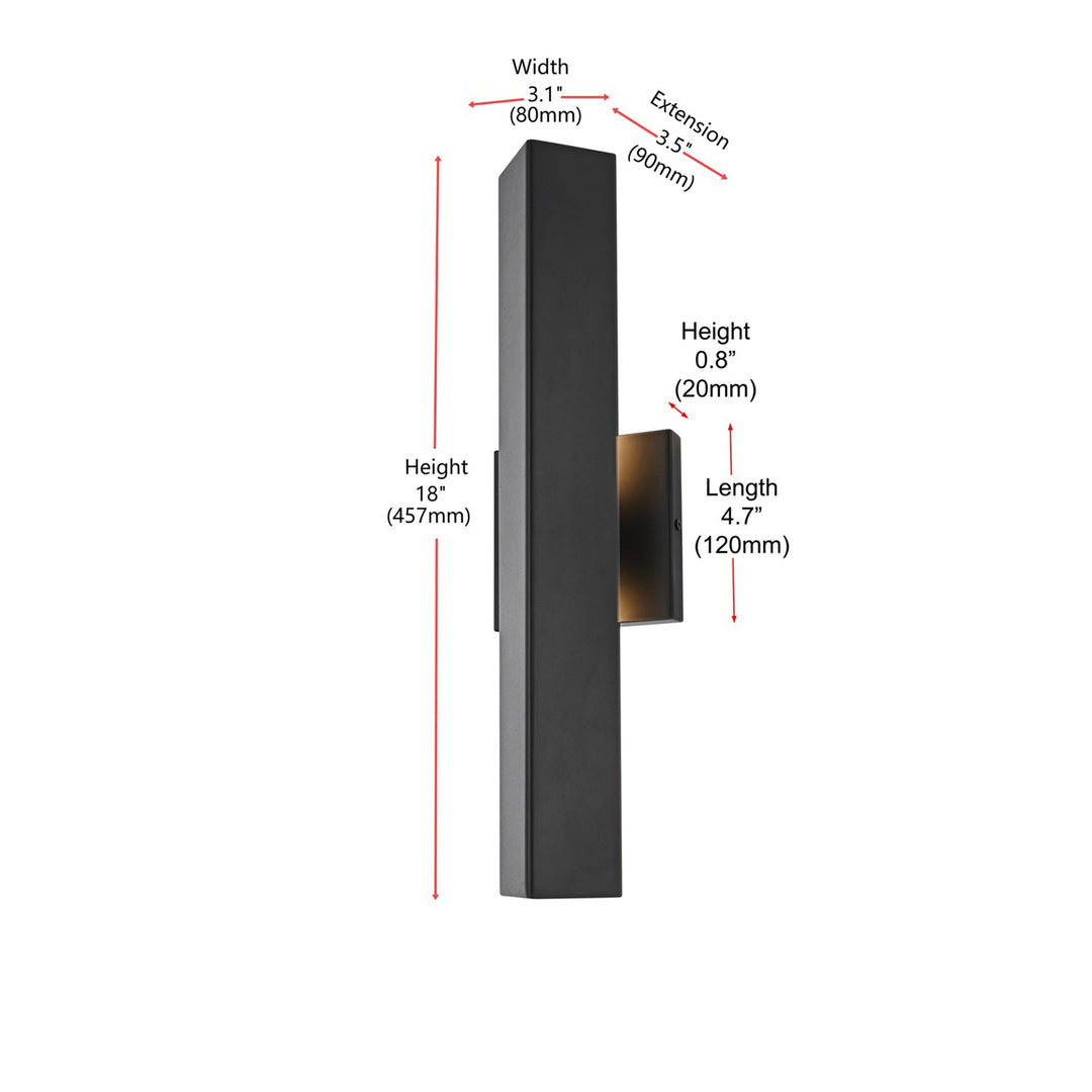 4.5 X 18 Inch Outdoor Wall Sconce In Black - View 6 - Joshua Marshal