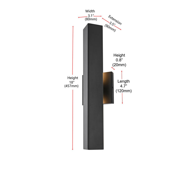 4.5 X 18 Inch Outdoor Wall Sconce In Black - View 6 - Joshua Marshal