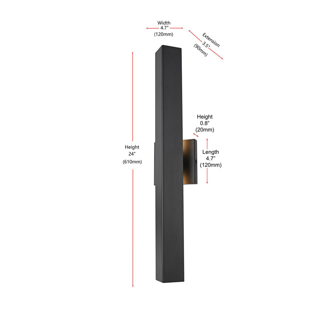 4.5 X 24 Inch Outdoor Wall Sconce In Black - View 6 - Joshua Marshal