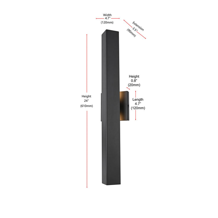 4.5 X 24 Inch Outdoor Wall Sconce In Black - View 6 - Joshua Marshal