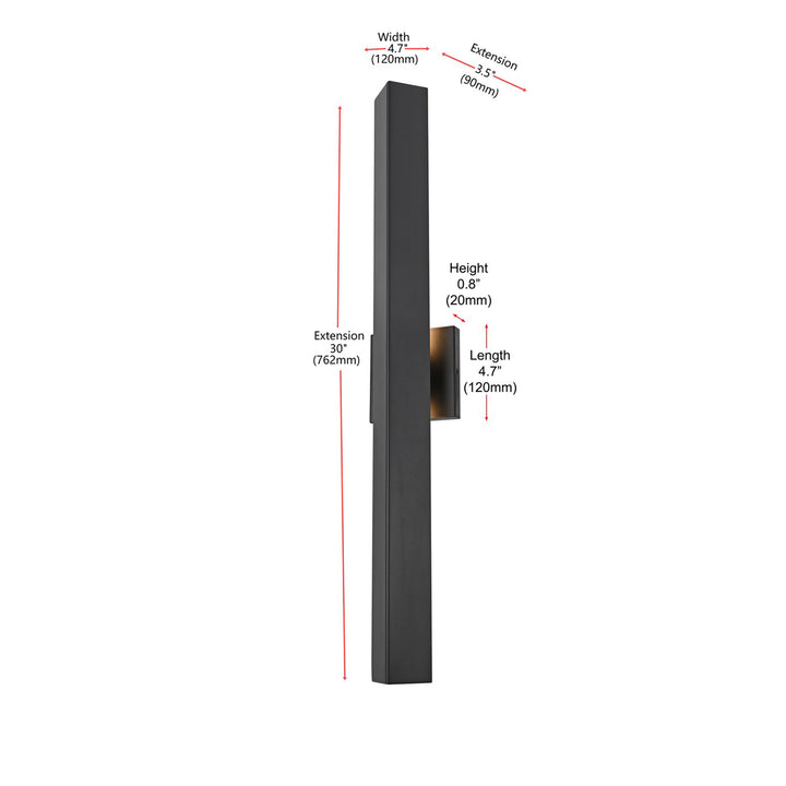 4.5 X 30 Inch Outdoor Wall Sconce In Black - View 6 - Joshua Marshal