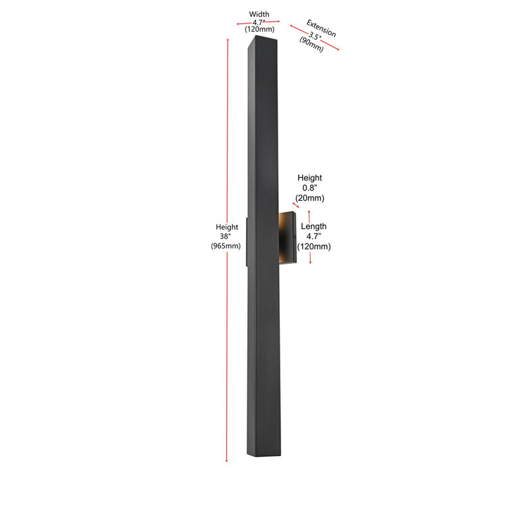 4.5 X 38 Inch Outdoor Wall Sconce In Black - View 6 - Joshua Marshal