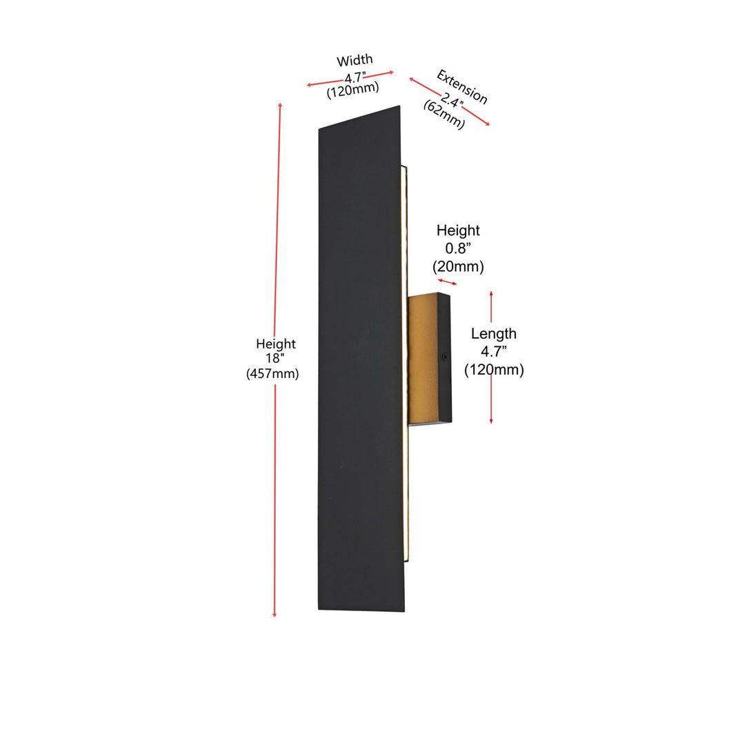 4.5 X 18 Inch Outdoor Wall Sconce In Black - View 6 - Joshua Marshal