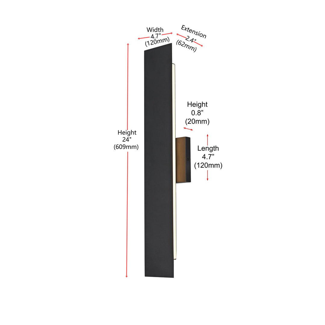 4.5 X 24 Inch Outdoor Wall Sconce In Black - View 6 - Joshua Marshal