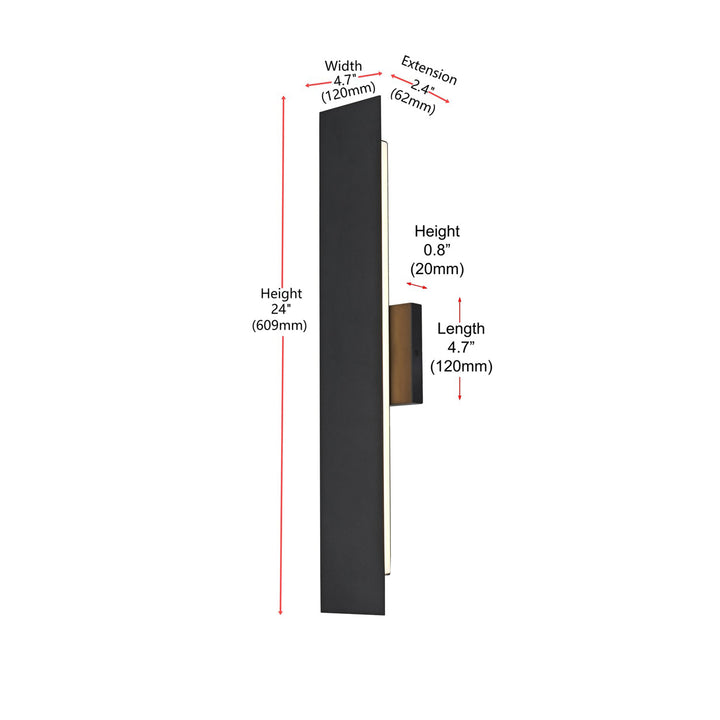4.5 X 24 Inch Outdoor Wall Sconce In Black - View 6 - Joshua Marshal