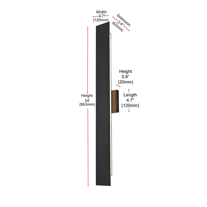 4.5 X 34 Inch Outdoor Wall Sconce In Black - View 6 - Joshua Marshal