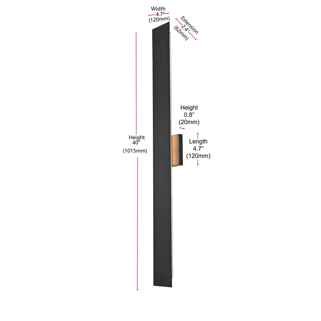 4.5 X 40 Inch Outdoor Wall Sconce In Black - View 6 - Joshua Marshal