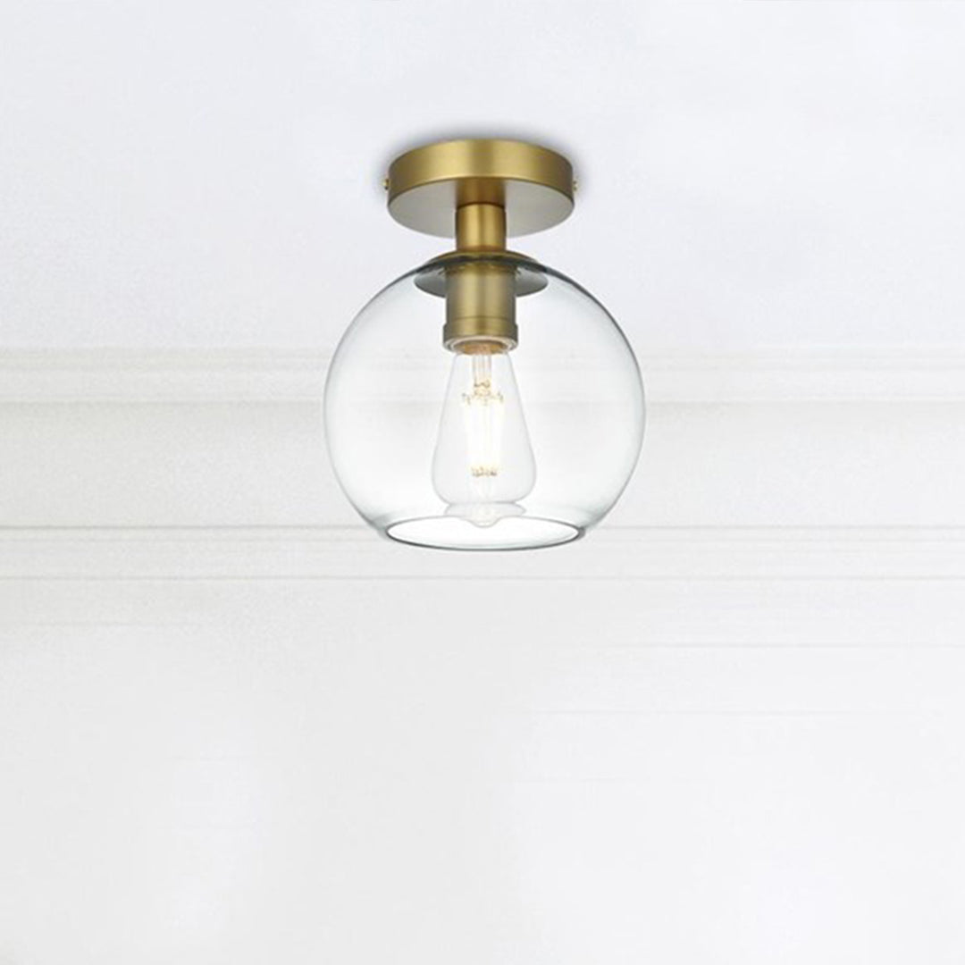 8 Inch Flush Mount Clear Shade In Satin Gold Satin Gold And Clear Finish - LIGHTING by Joshua Marshal
