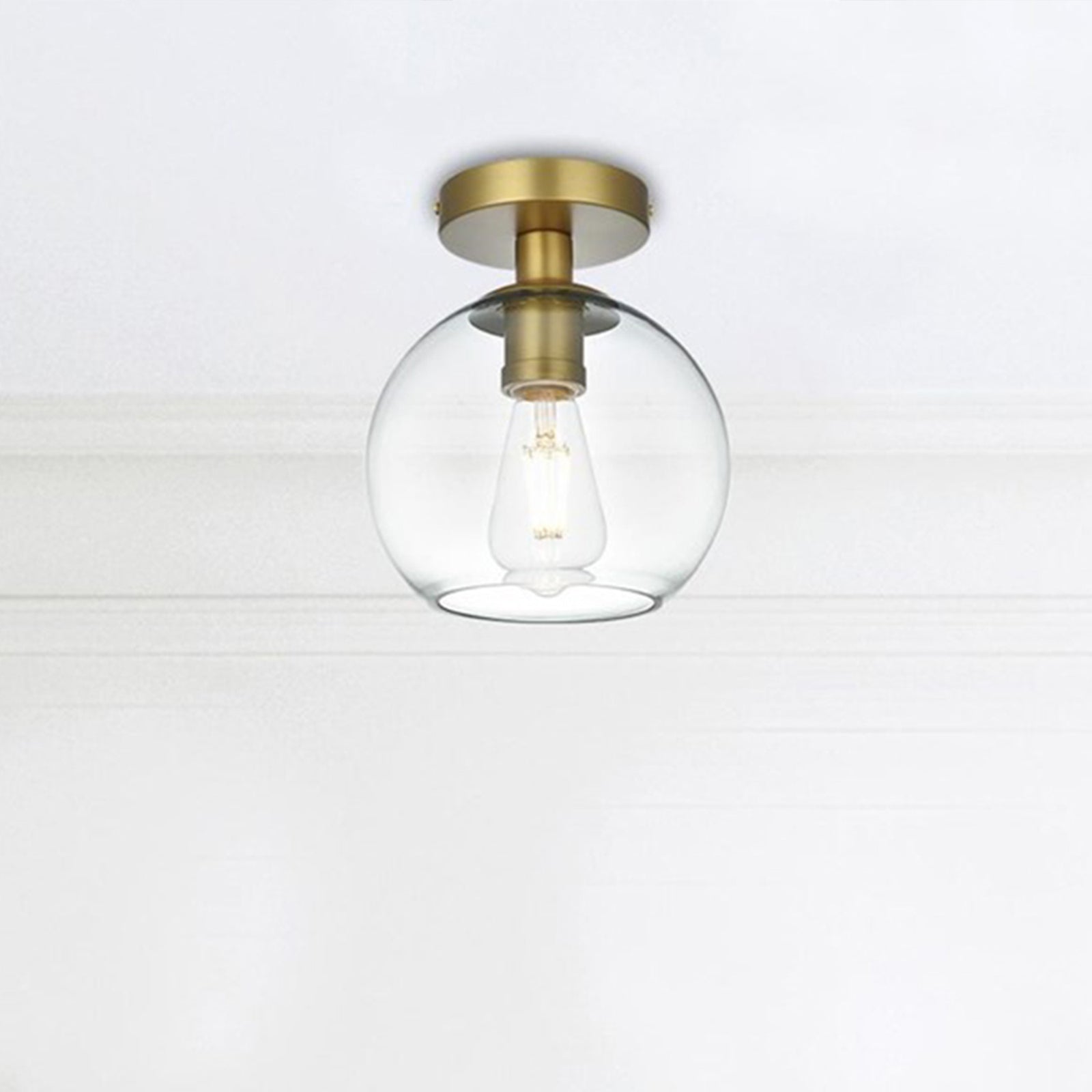 8 Inch Flush Mount Clear Shade In Satin Gold Satin Gold And Clear Finish - LIGHTING by Joshua Marshal