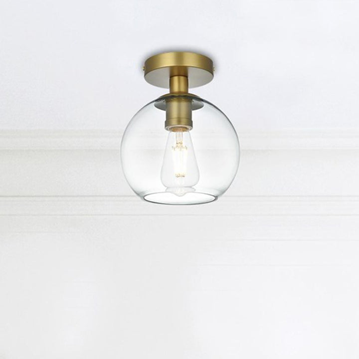 8 Inch Flush Mount Clear Shade In Satin Gold Satin Gold And Clear Finish - LIGHTING by Joshua Marshal