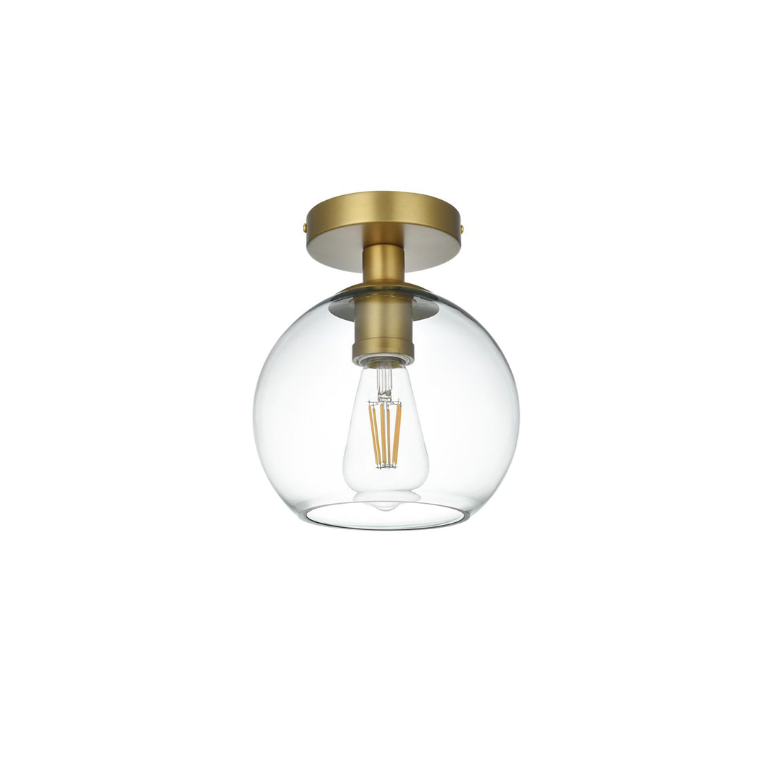 8 Inch Flush Mount Clear Shade In Satin Gold - View 4 - Joshua Marshal