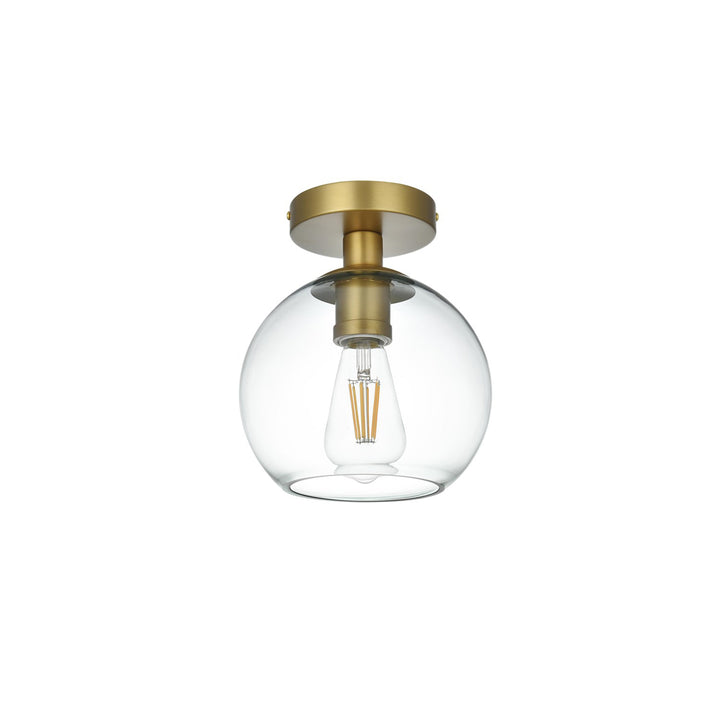 8 Inch Flush Mount Clear Shade In Satin Gold - View 4 - Joshua Marshal