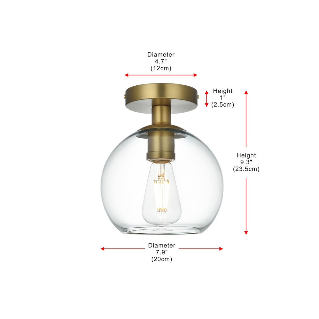 8 Inch Flush Mount Clear Shade In Satin Gold - View 6 - Joshua Marshal