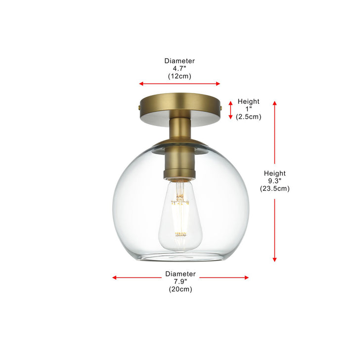 8 Inch Flush Mount Clear Shade In Satin Gold - View 6 - Joshua Marshal