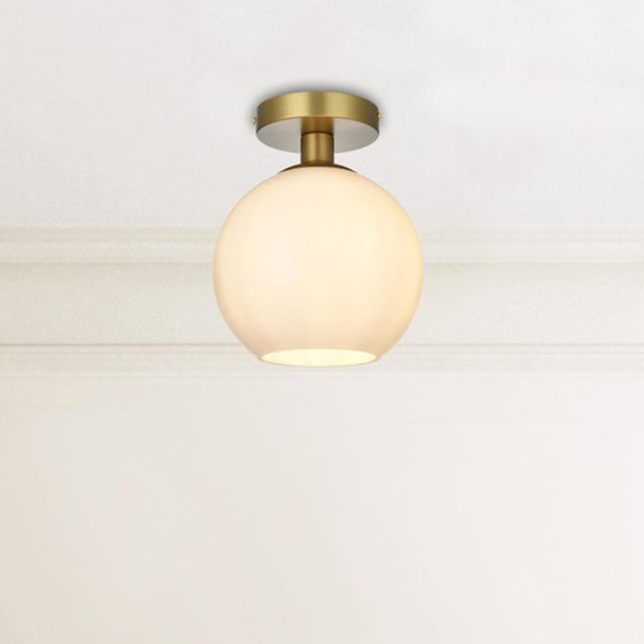 8 Inch Flush Mount Frosted White Shade In Satin Gold Satin Gold And Frosted White Finish - LIGHTING by Joshua Marshal