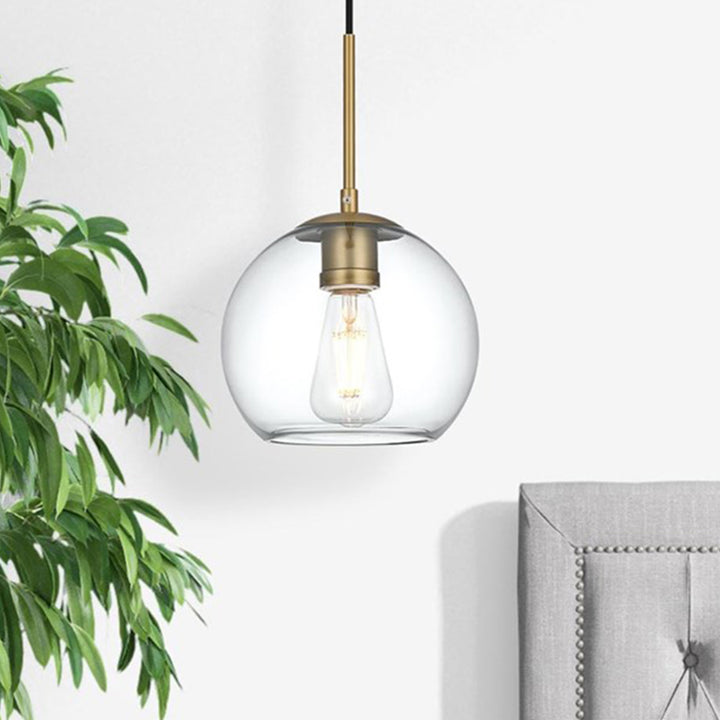 8 Inch Pendant Clear Shade In Satin Gold Satin Gold And Clear Finish - LIGHTING by Joshua Marshal