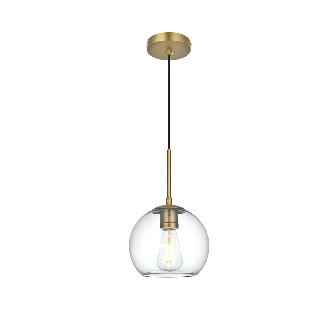 8 Inch Pendant Clear Shade In Satin Gold - View 3 - Joshua Marshal