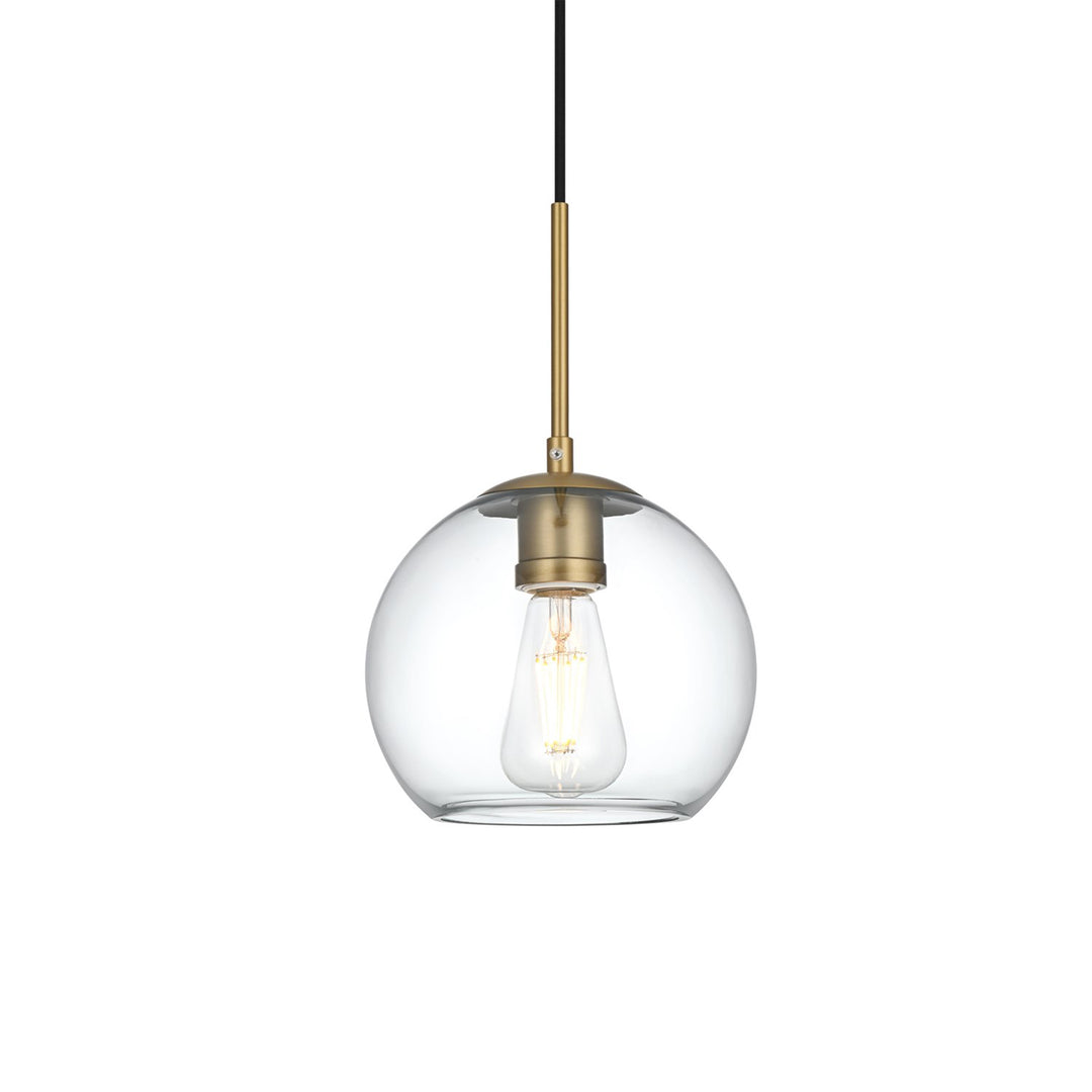 8 Inch Pendant Clear Shade In Satin Gold - View 4 - Joshua Marshal