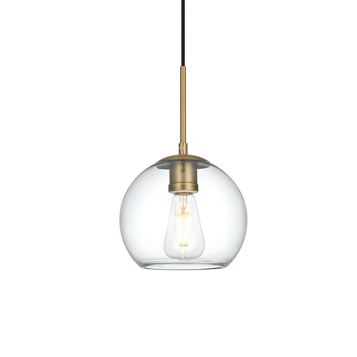8 Inch Pendant Clear Shade In Satin Gold - View 4 - Joshua Marshal