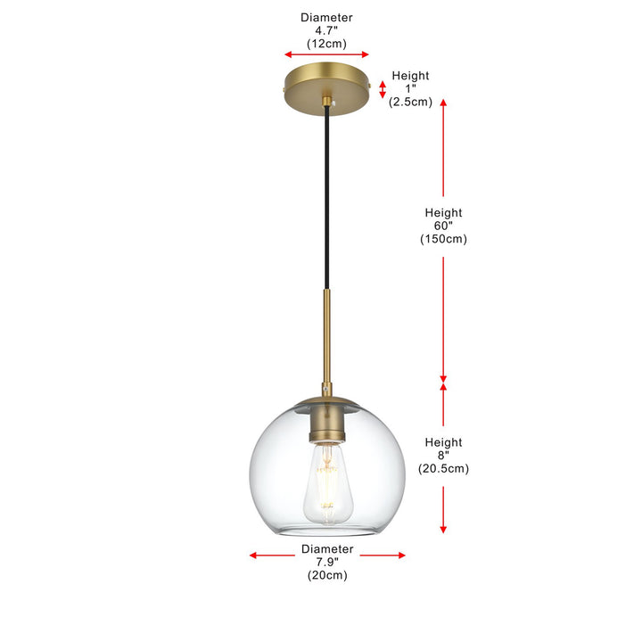 8 Inch Pendant Clear Shade In Satin Gold - View 6 - Joshua Marshal