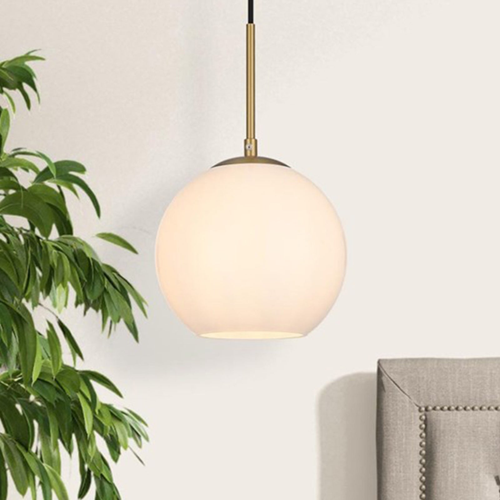 8 Inch Pendant Frosted White Shade In Satin Gold Satin Gold And Frosted White Finish - LIGHTING by Joshua Marshal