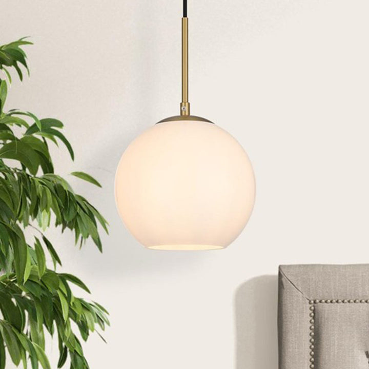 8 Inch Pendant Frosted White Shade In Satin Gold Satin Gold And Frosted White Finish - LIGHTING by Joshua Marshal