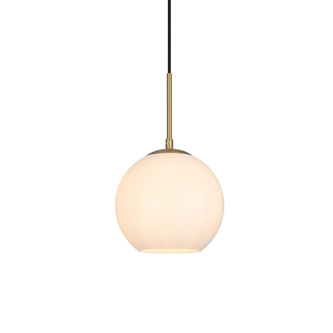8 Inch Pendant Frosted White Shade In Satin Gold - View 3 - Joshua Marshal