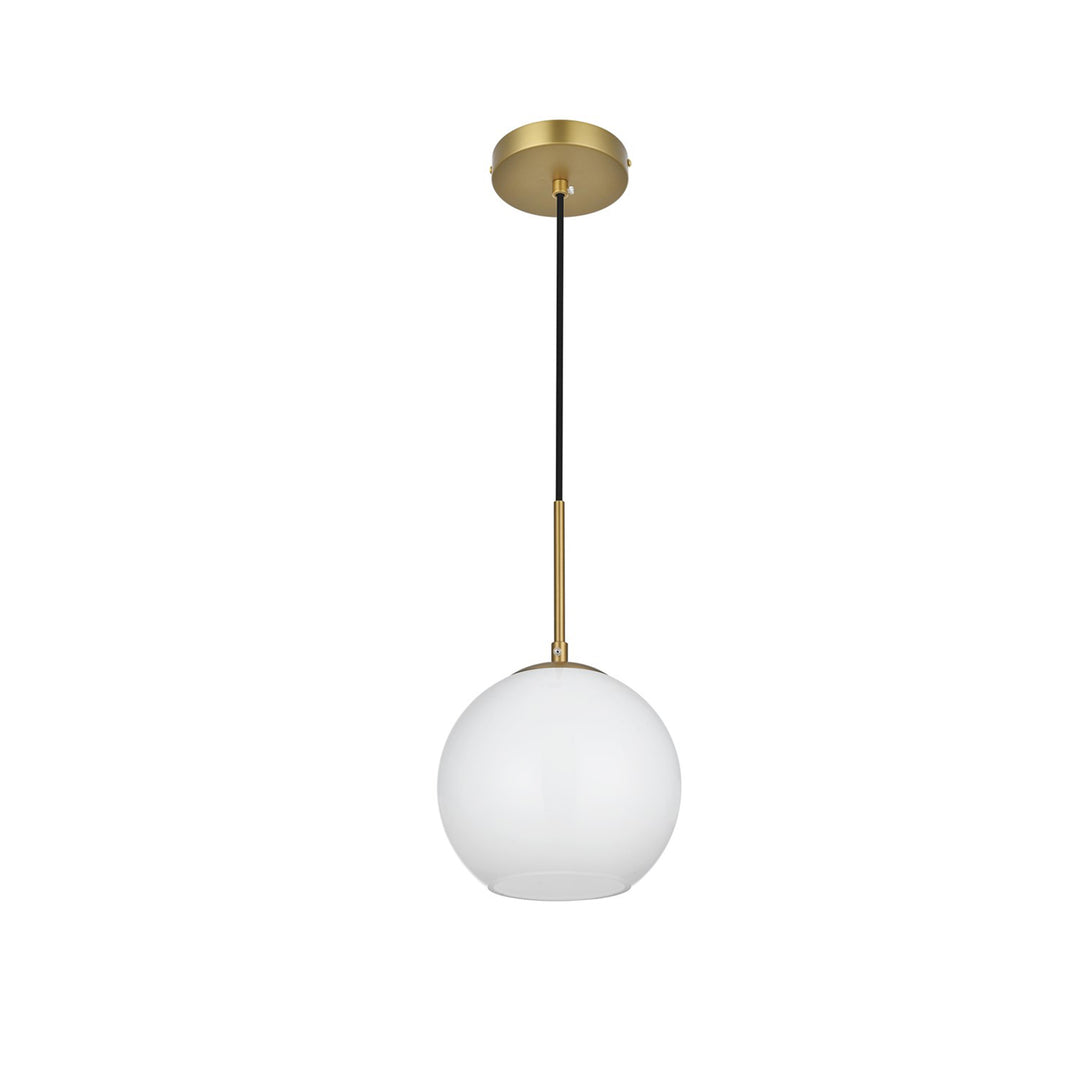 8 Inch Pendant Frosted White Shade In Satin Gold - View 4 - Joshua Marshal