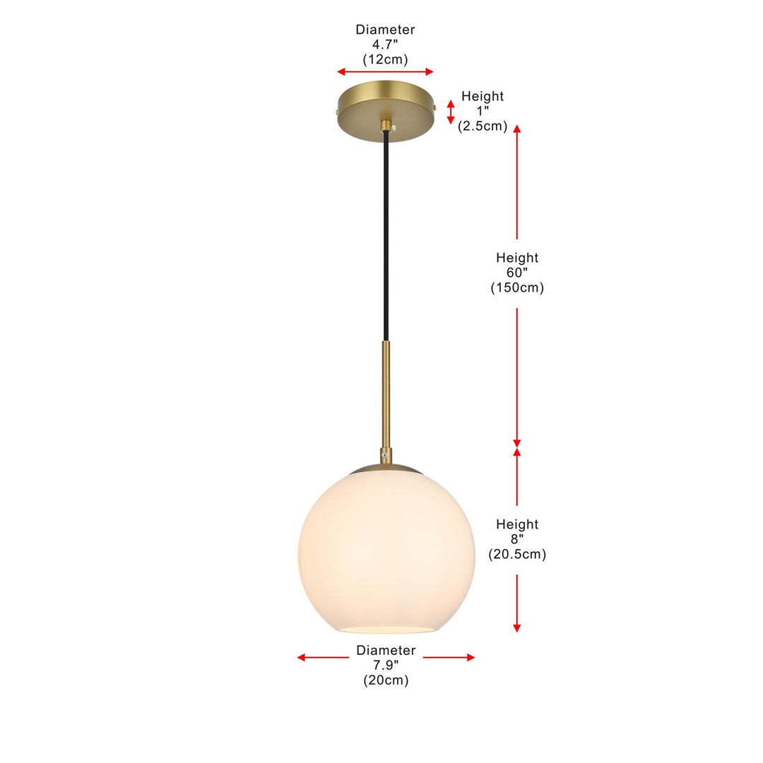 8 Inch Pendant Frosted White Shade In Satin Gold - View 6 - Joshua Marshal