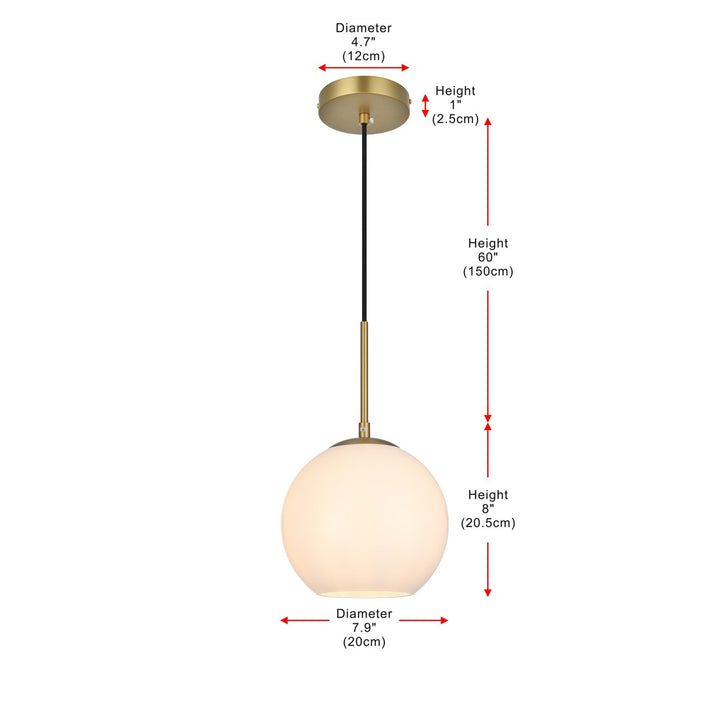 8 Inch Pendant Frosted White Shade In Satin Gold - View 6 - Joshua Marshal