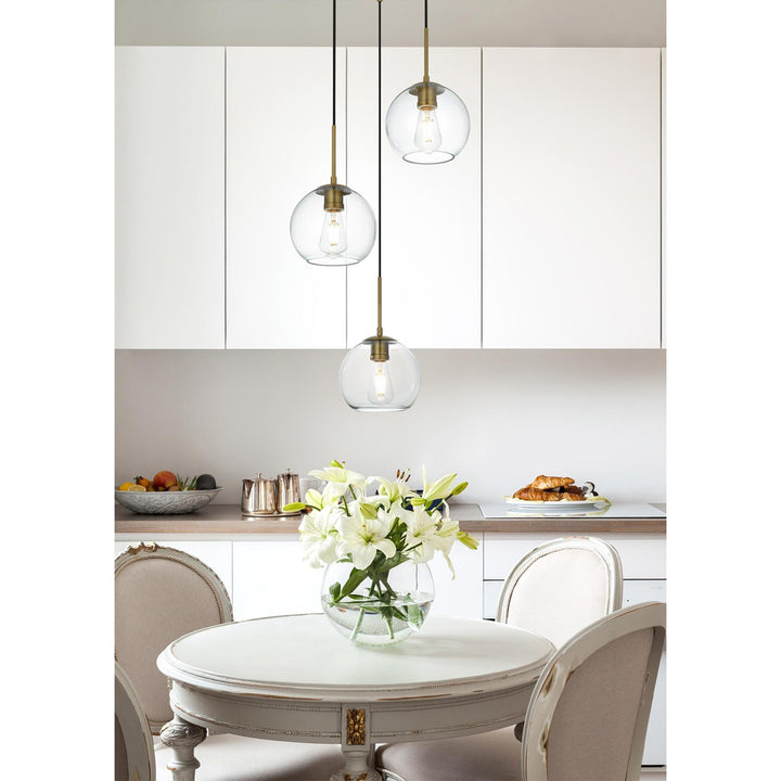 18 Inch Flush Mount Clear Shade In Satin Gold - View 2 - Joshua Marshal
