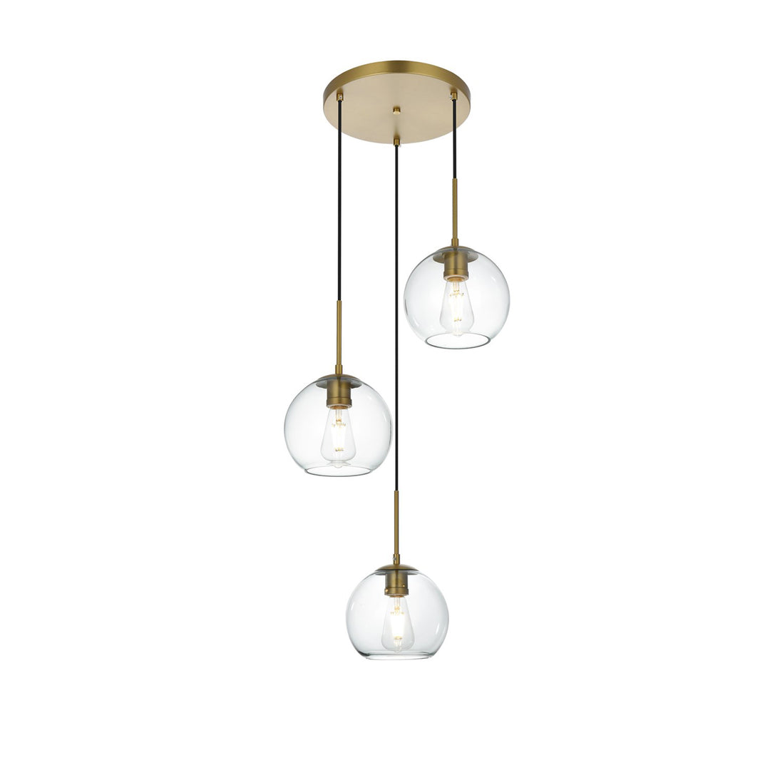 18 Inch Flush Mount Clear Shade In Satin Gold - View 3 - Joshua Marshal